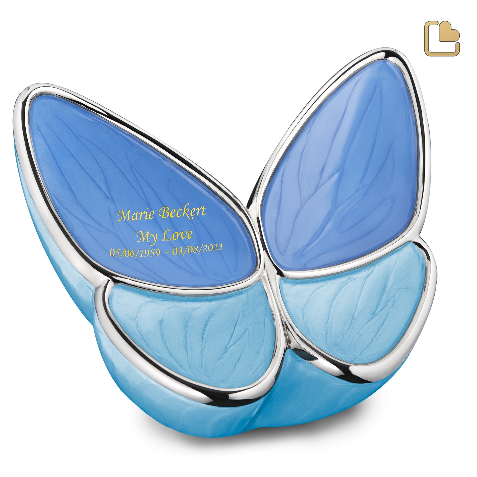 A1041 Wings of Hope Standard Adult Urn Pearl Blue & Pol Silver