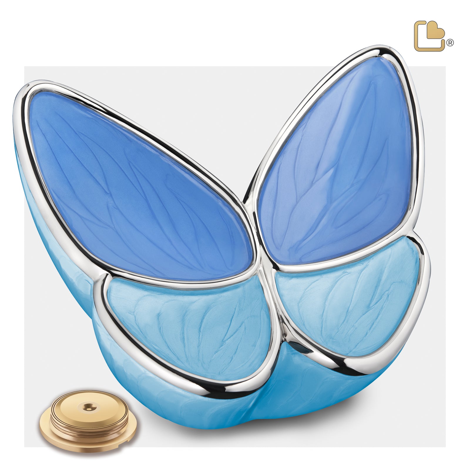 A1041 Wings of Hope Standard Adult Urn Pearl Blue & Pol Silver