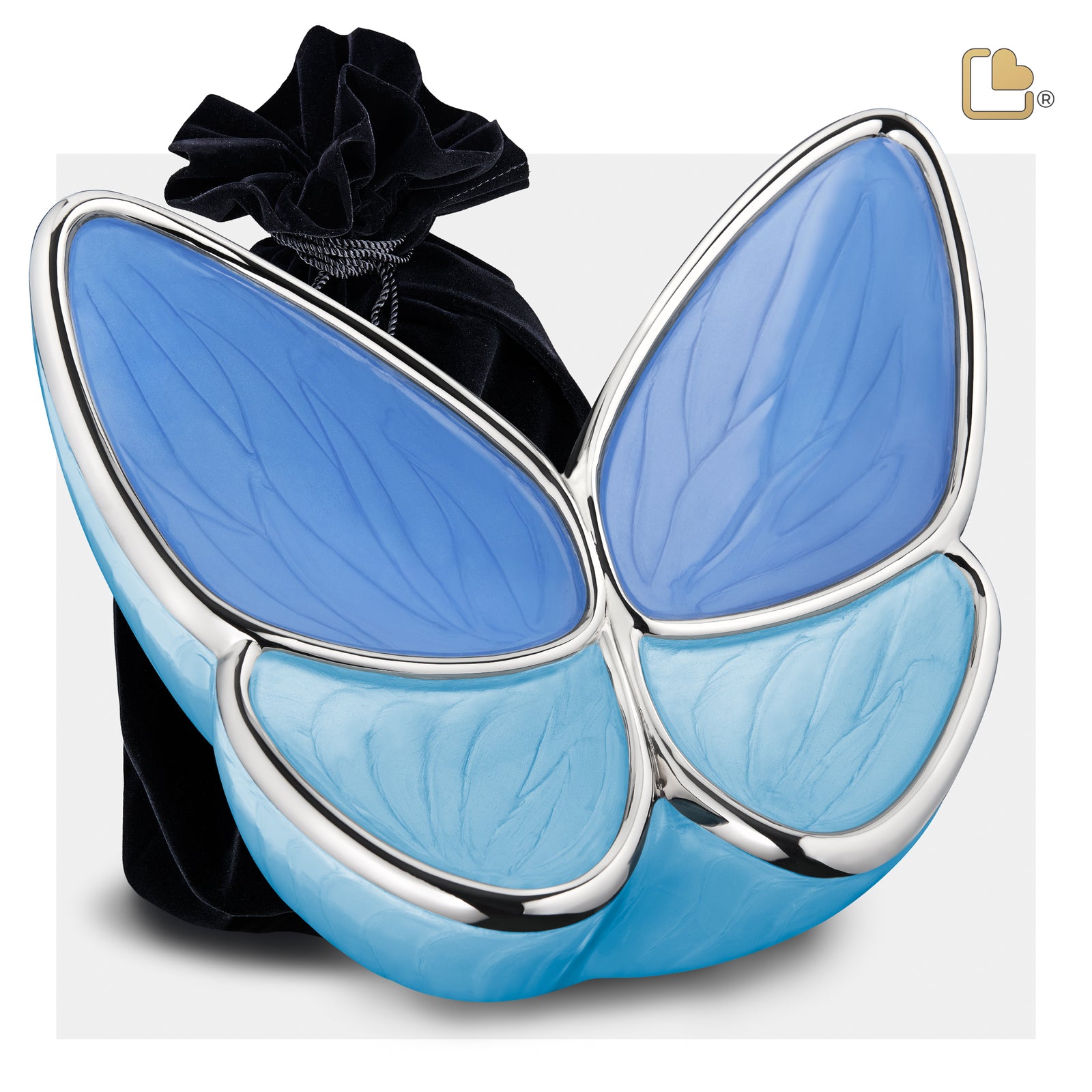 A1041 Wings of Hope Standard Adult Urn Pearl Blue & Pol Silver