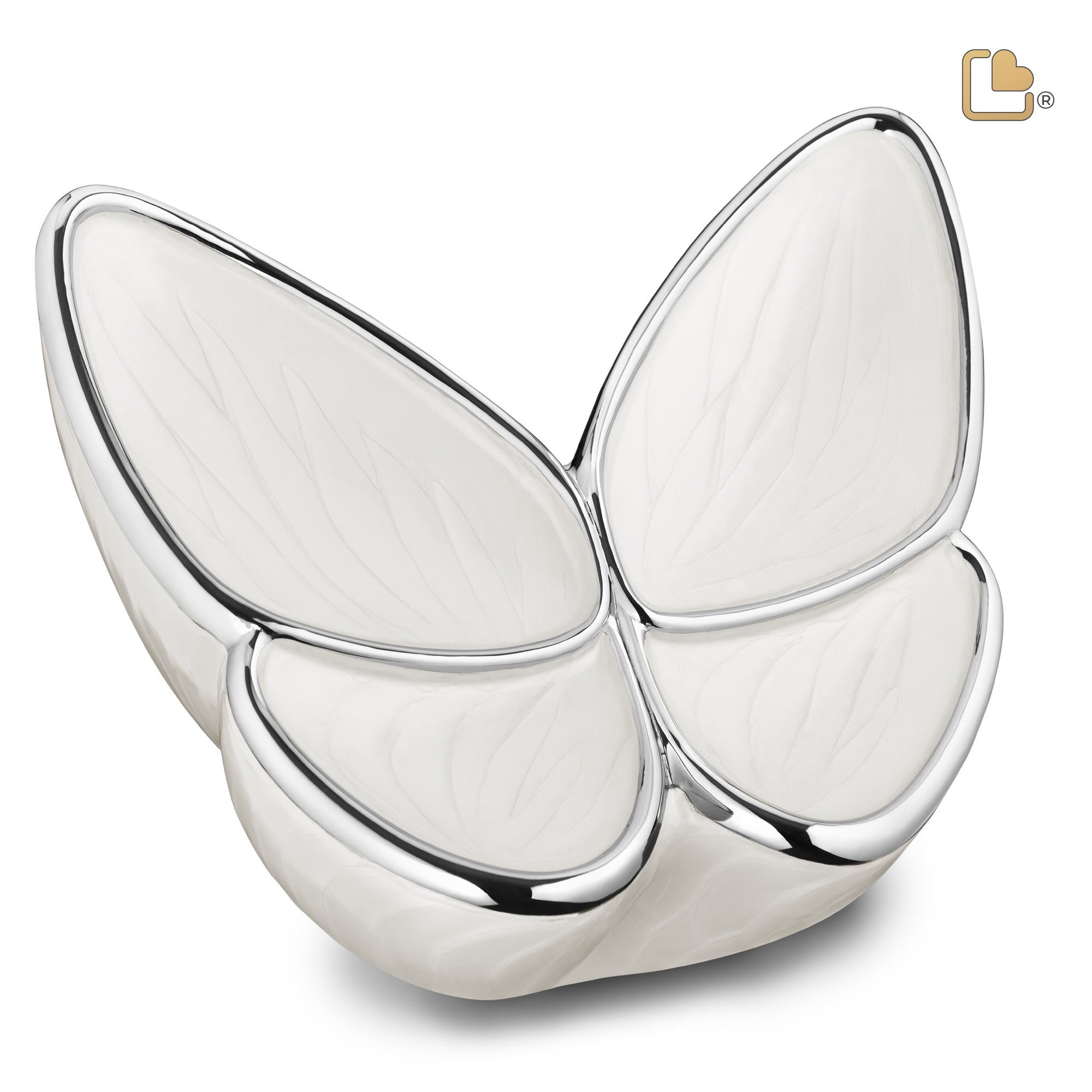 A1042   Wings of Hope Standard Adult Urn Pearl White & Pol Silver