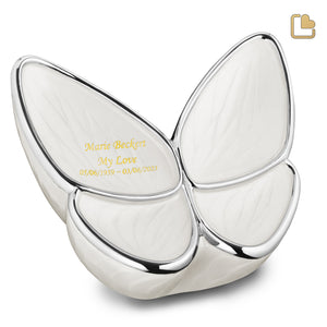 A1042 Wings of Hope Standard Adult Urn Pearl White & Pol Silver