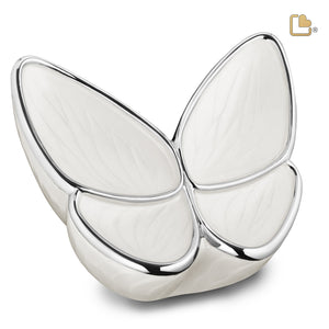 A1042 Wings of Hope Standard Adult Urn Pearl White & Pol Silver