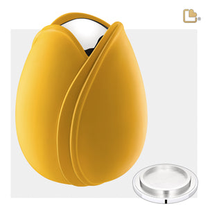 A1050 Tulip Standard Adult Urn Yellow & Pol Silver