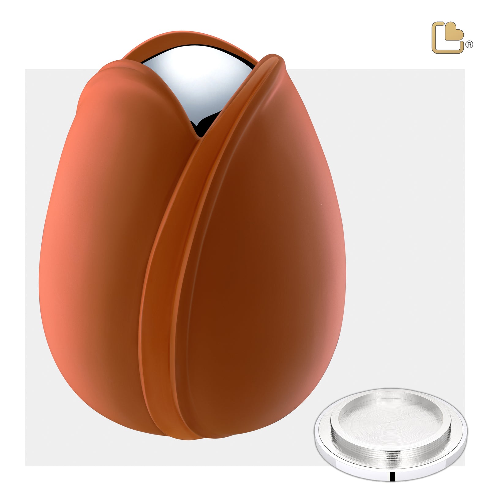 A1051 Tulip Standard Adult Urn Orange & Pol Silver