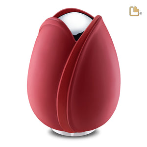 A1052 Tulip Standard Adult Urn Red & Pol Silver