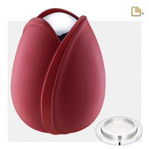 A1052 Tulip Standard Adult Urn Red & Pol Silver