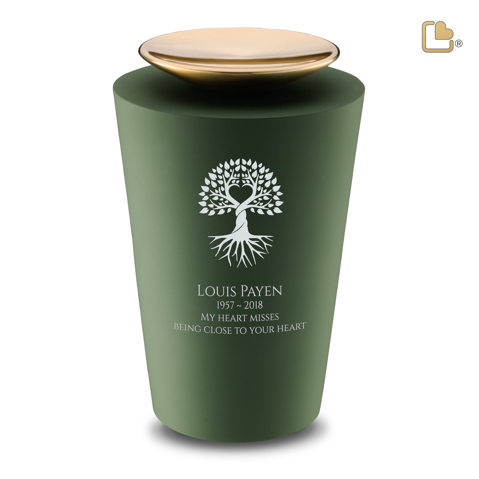 A1070 Crescent Tall Standard Adult Urn Sage Green & Bru Gold