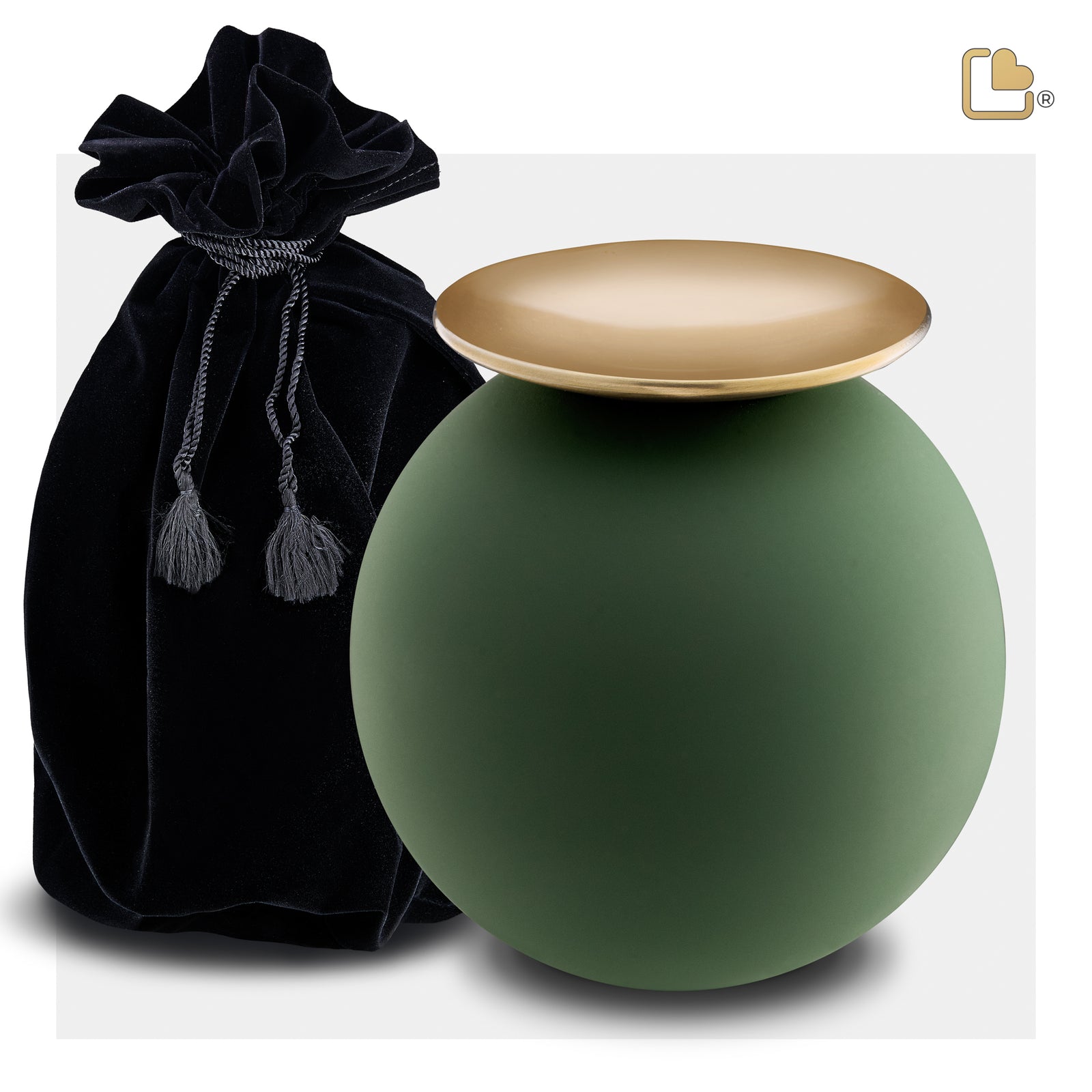 A1071 Crescent Sphere Standard Adult Urn Sage Green & Bru Gold