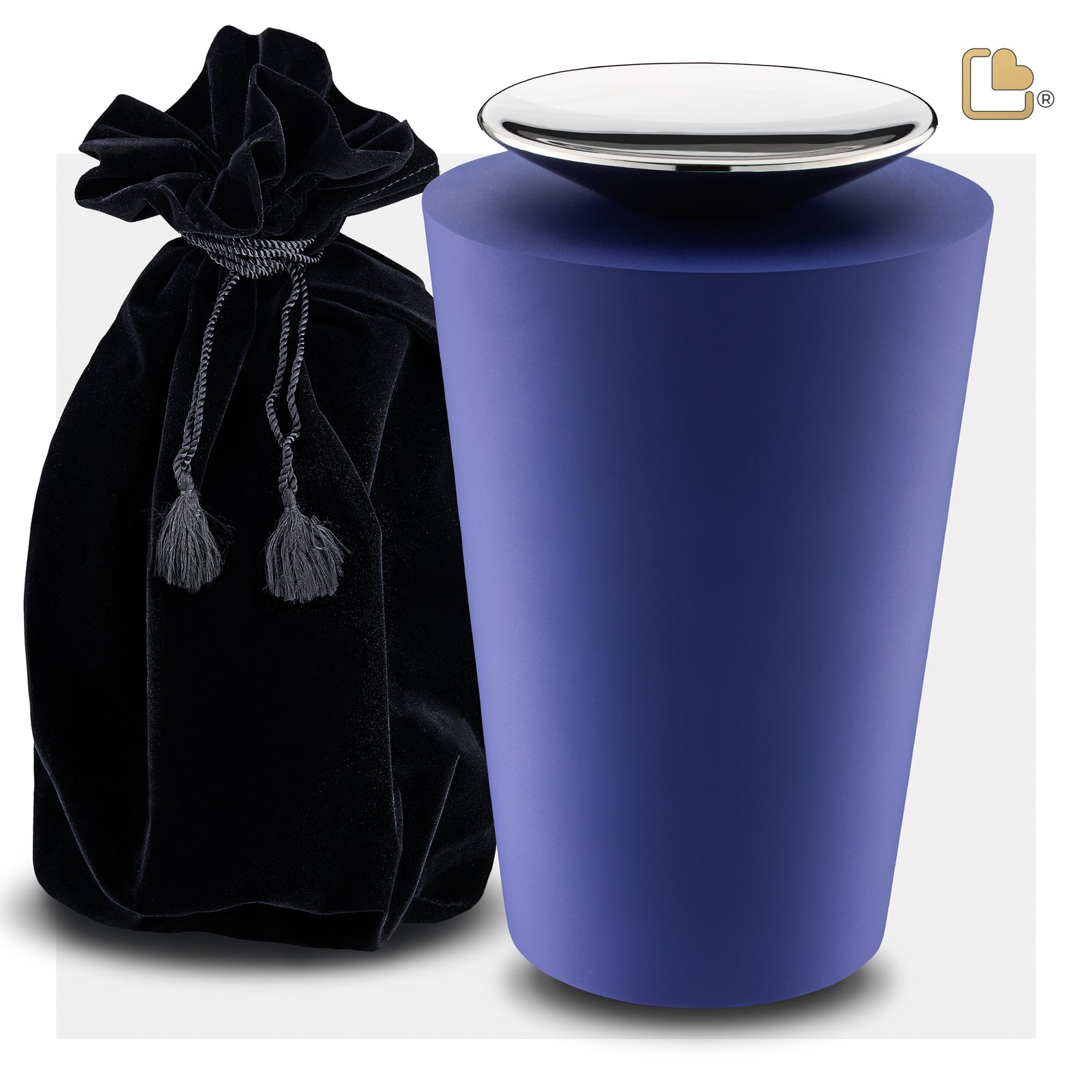 A1072 Crescent Tall Standard Adult Urn Navy & Pol Silver