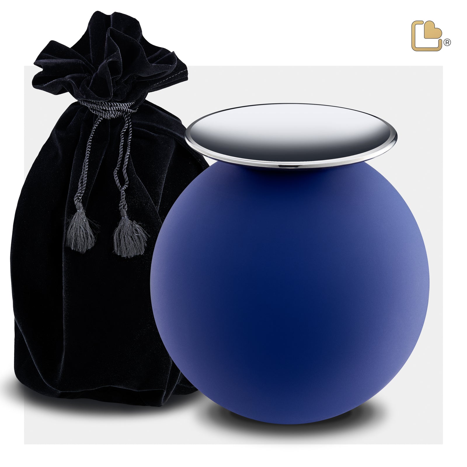 A1073 Crescent Sphere Standard Adult Urn Navy & Pol Silver