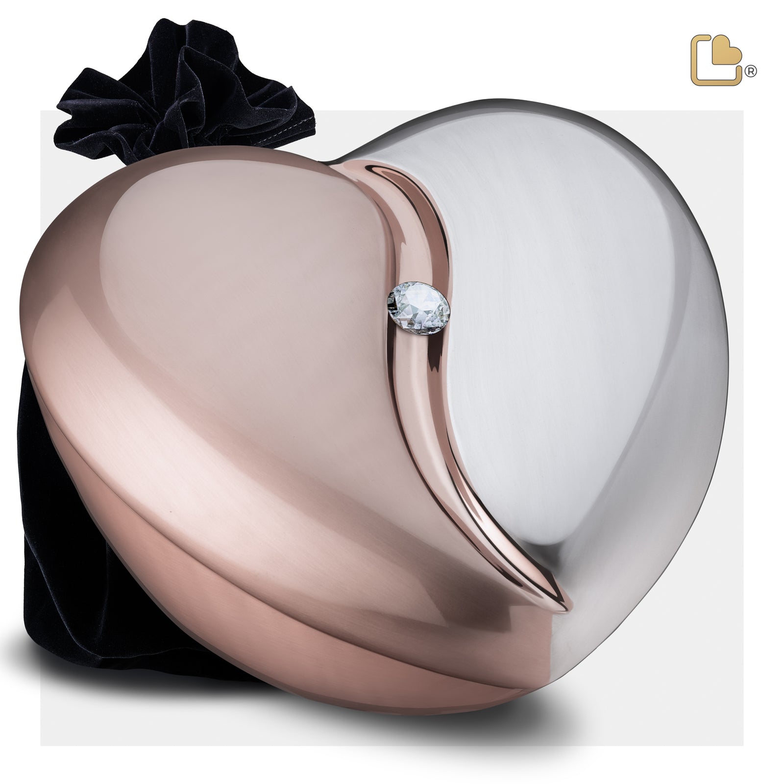 A1110 HeartFelt Standard Adult Urn Bru RoseGold w/Crystal