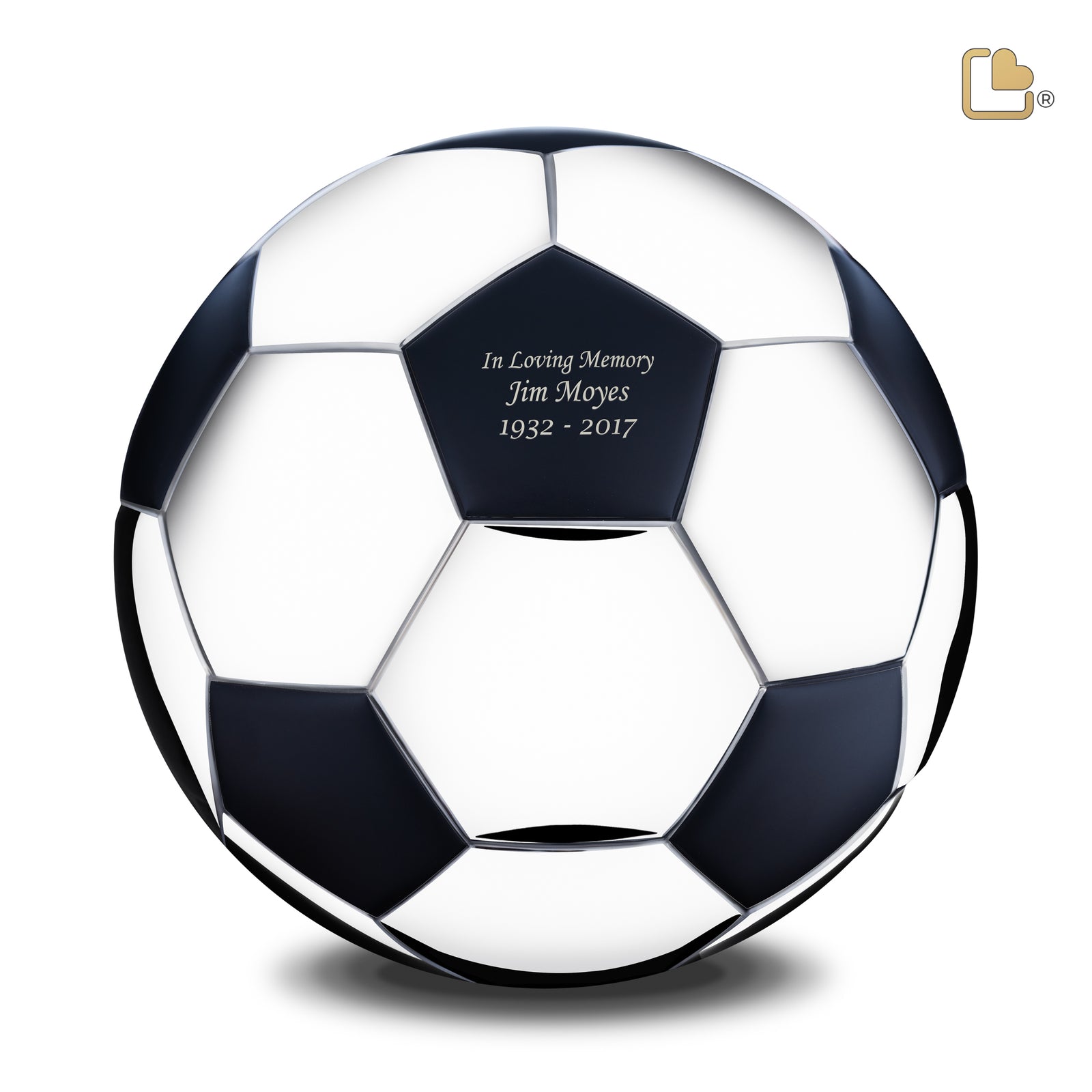 A1150 Football Standard Adult Urn Matt Black & Pol Silver