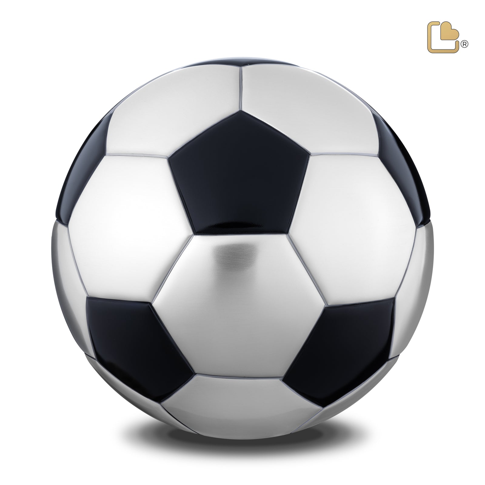 A1151 Football Standard Adult Urn Matt Black & Bru Pewter