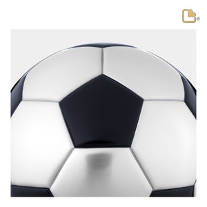 A1151 Football Standard Adult Urn Matt Black & Bru Pewter