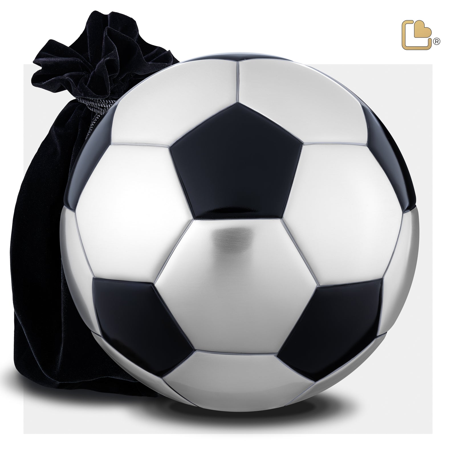 A1151 Football Standard Adult Urn Matt Black & Bru Pewter