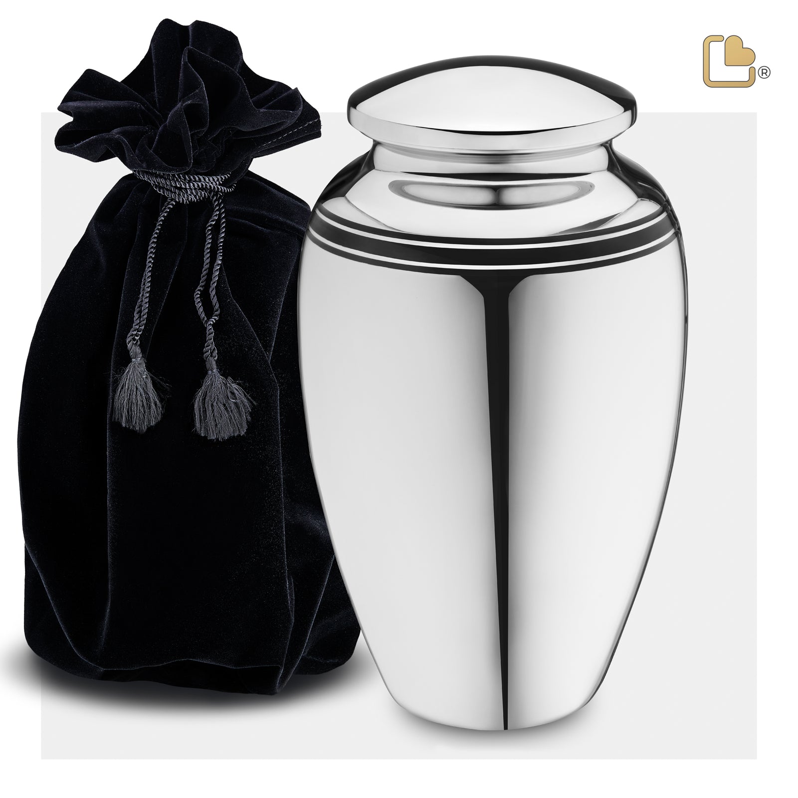 A218 ArtDeco Standard Adult Urn Pol Silver
