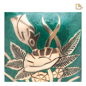 A221 Rose Standard Adult Urn Green & Pol Gold