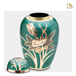 A221 Rose Standard Adult Urn Green & Pol Gold