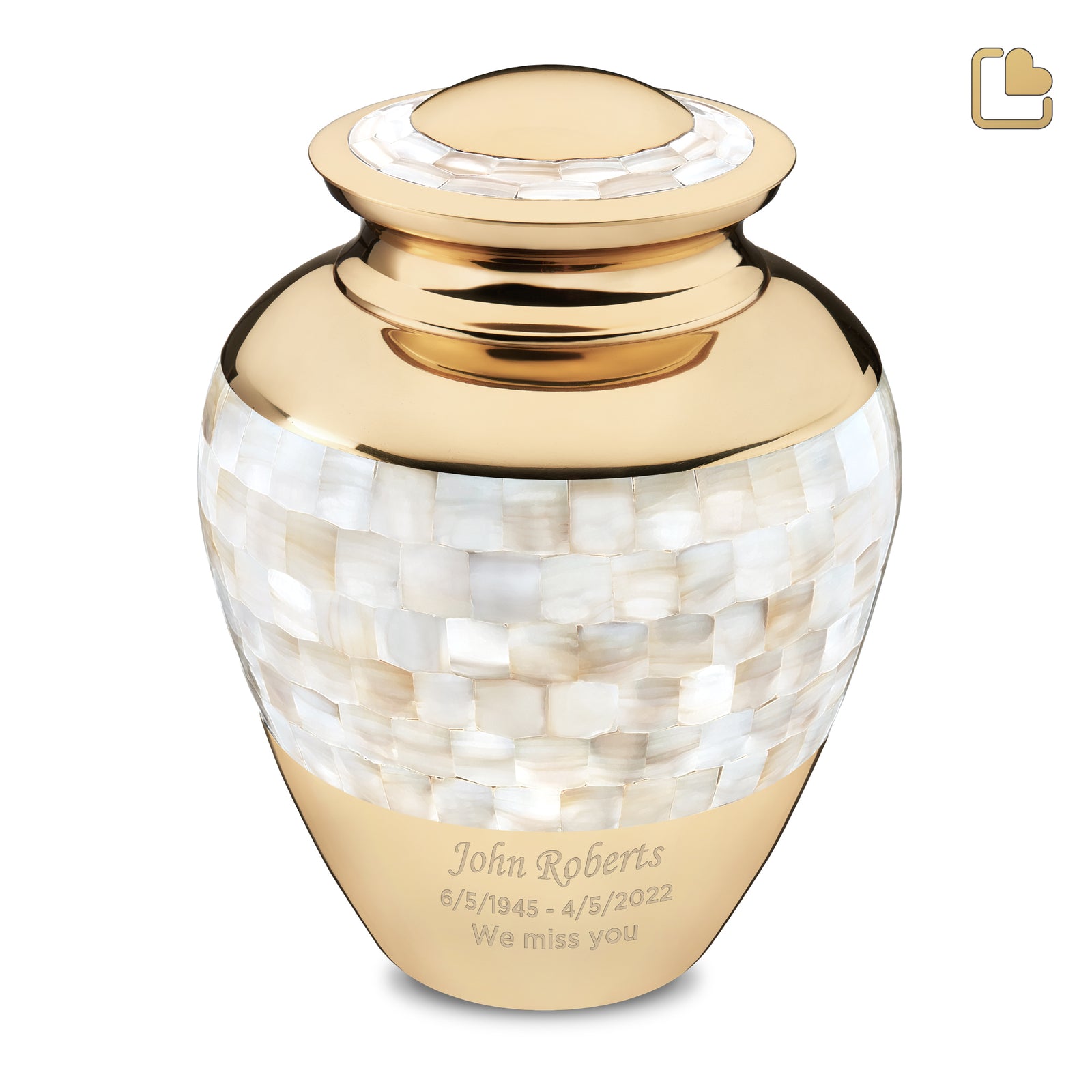 A230 Mother of Pearl Standard Adult Urn Pol Gold