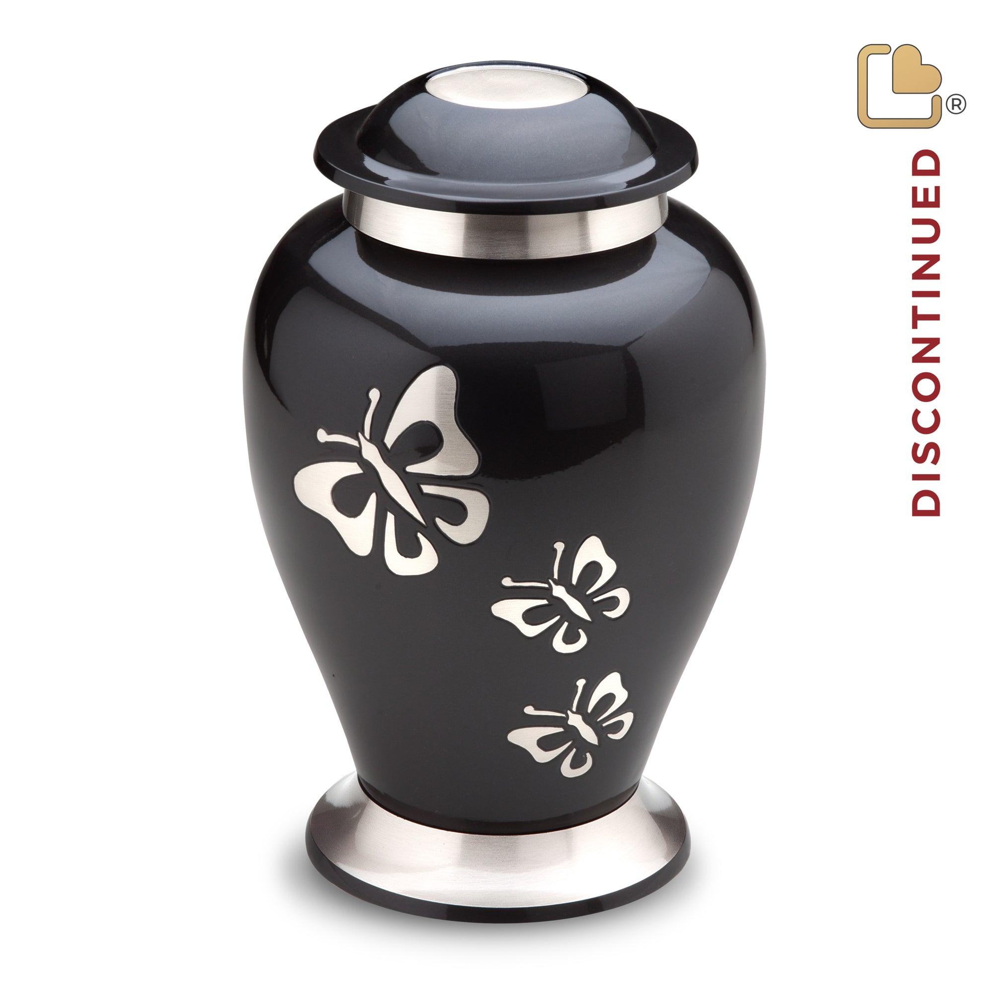 A240   Classic Butterfly Tribute Standard Adult Urn Midnight & Bru Pewter