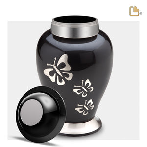 A240 Classic Butterfly Tribute Standard Adult Urn Midnight & Bru Pewter