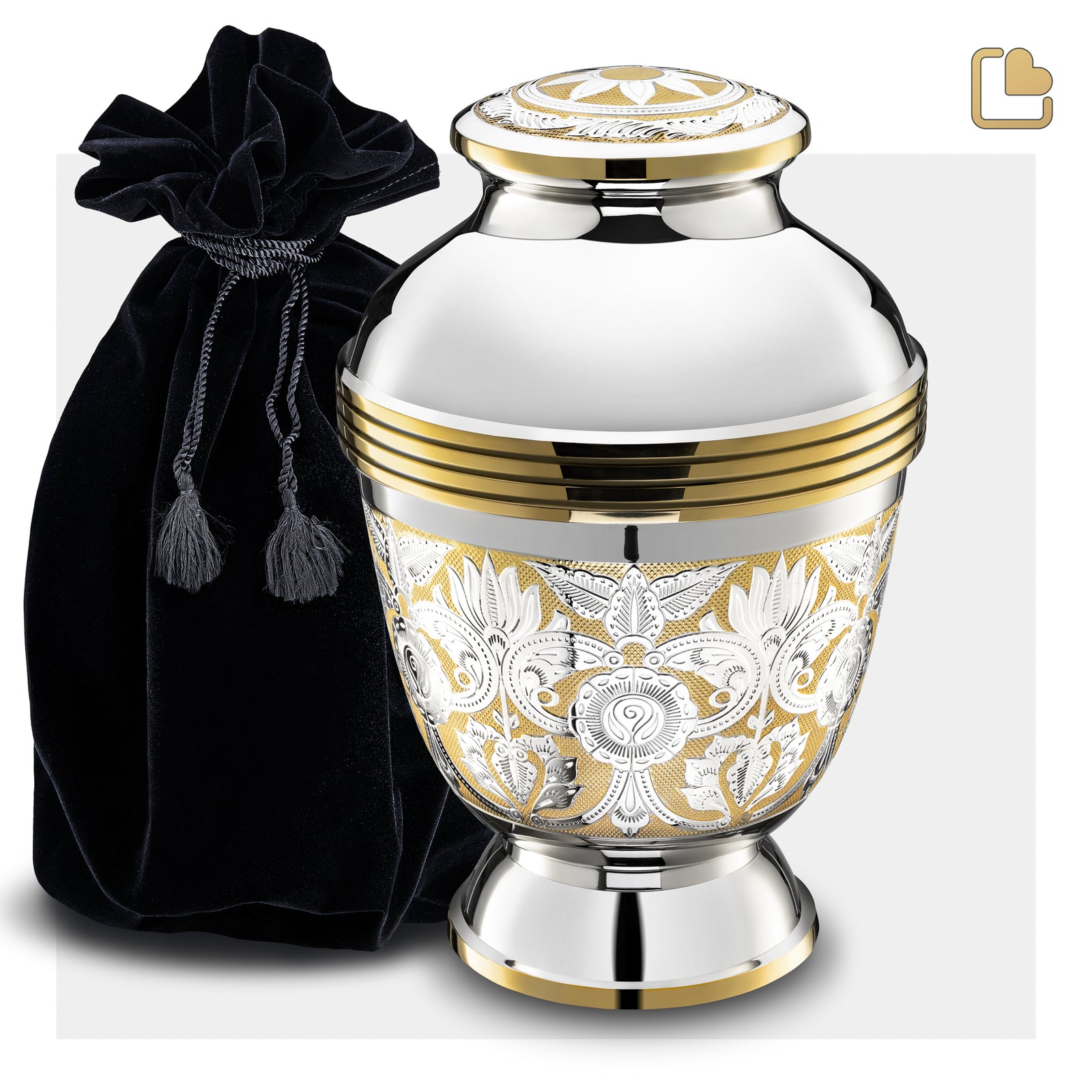 A250 Elegant Floral Standard Adult Urn Pol Silver