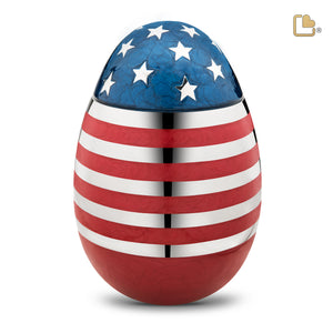 A272 Stars & Stripes Standard Adult Urn Pearl Blue & Pol Silver