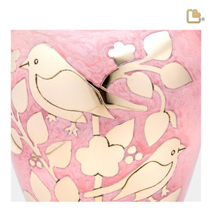 A281 BlessingBirds Standard Adult Urn Pearl Pink & Pol Gold