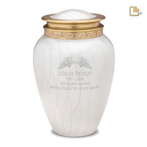 A290 Blessing Standard Adult Urn Pearl White & Bru Gold