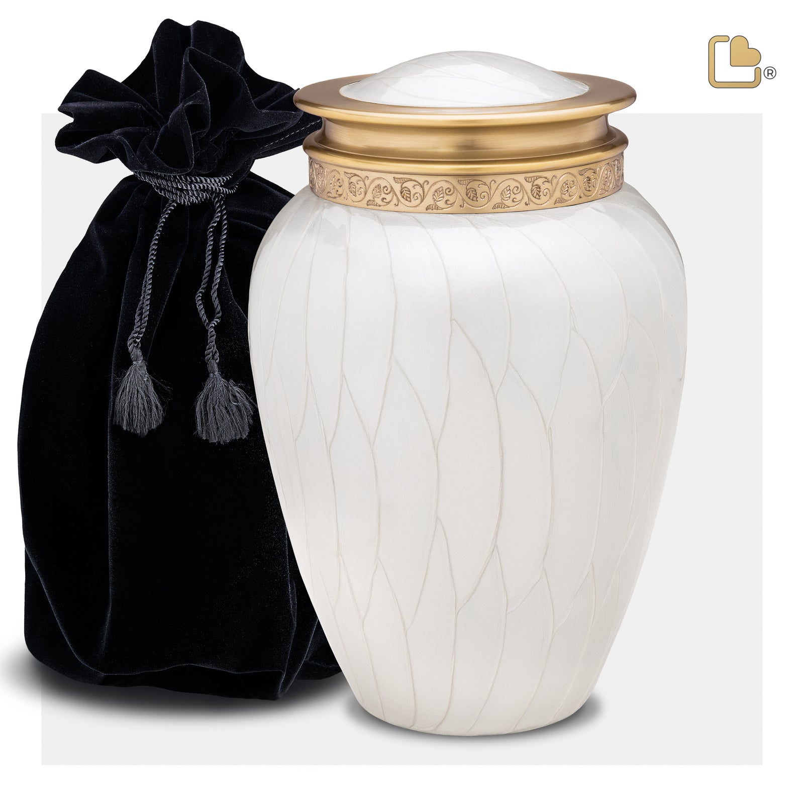 A290 Blessing Standard Adult Urn Pearl White & Bru Gold