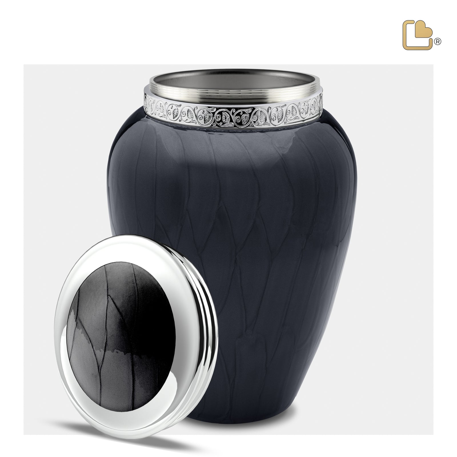 A292 Blessing Standard Adult Urn Pearl Midnight & Pol Silver