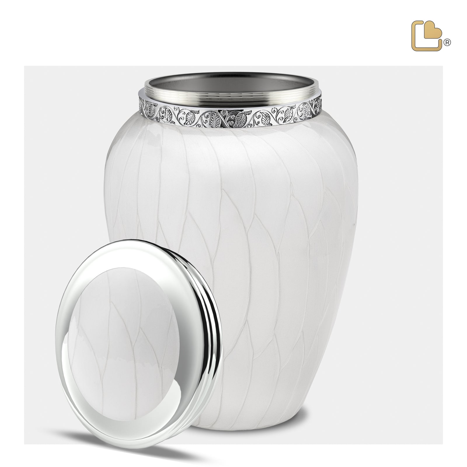 A297 Blessing Standard Adult Urn Pearl White & Pol Silver