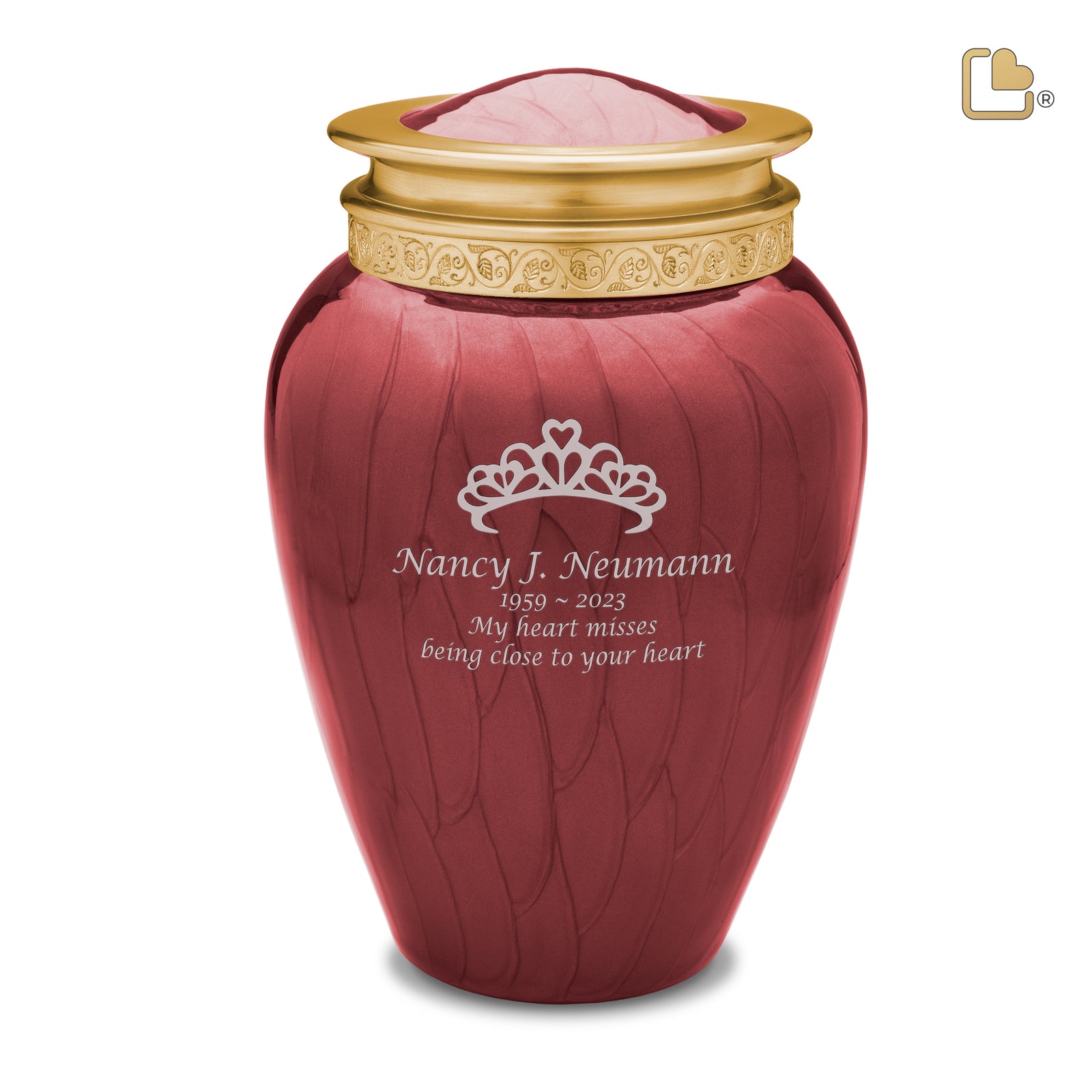 A299 Blessing Standard Adult Urn Pearl Crimson & Bru Gold