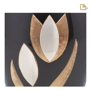 A502 Majestic Tulip Standard Adult Urn Midnight & Bru Pewter