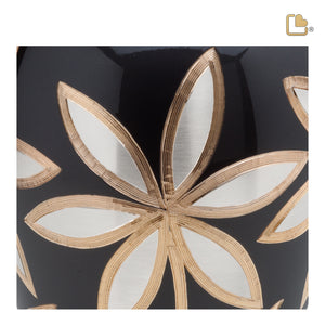 A503 Majestic Lilies Standard Adult Urn Midnight & Bru Pewter