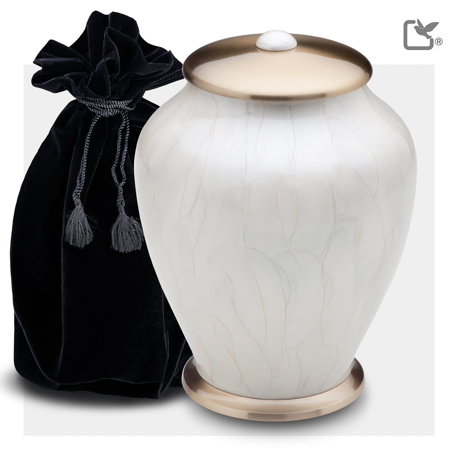 A522 Simplicity Standard Adult Urn Pearl White & Bru Gold