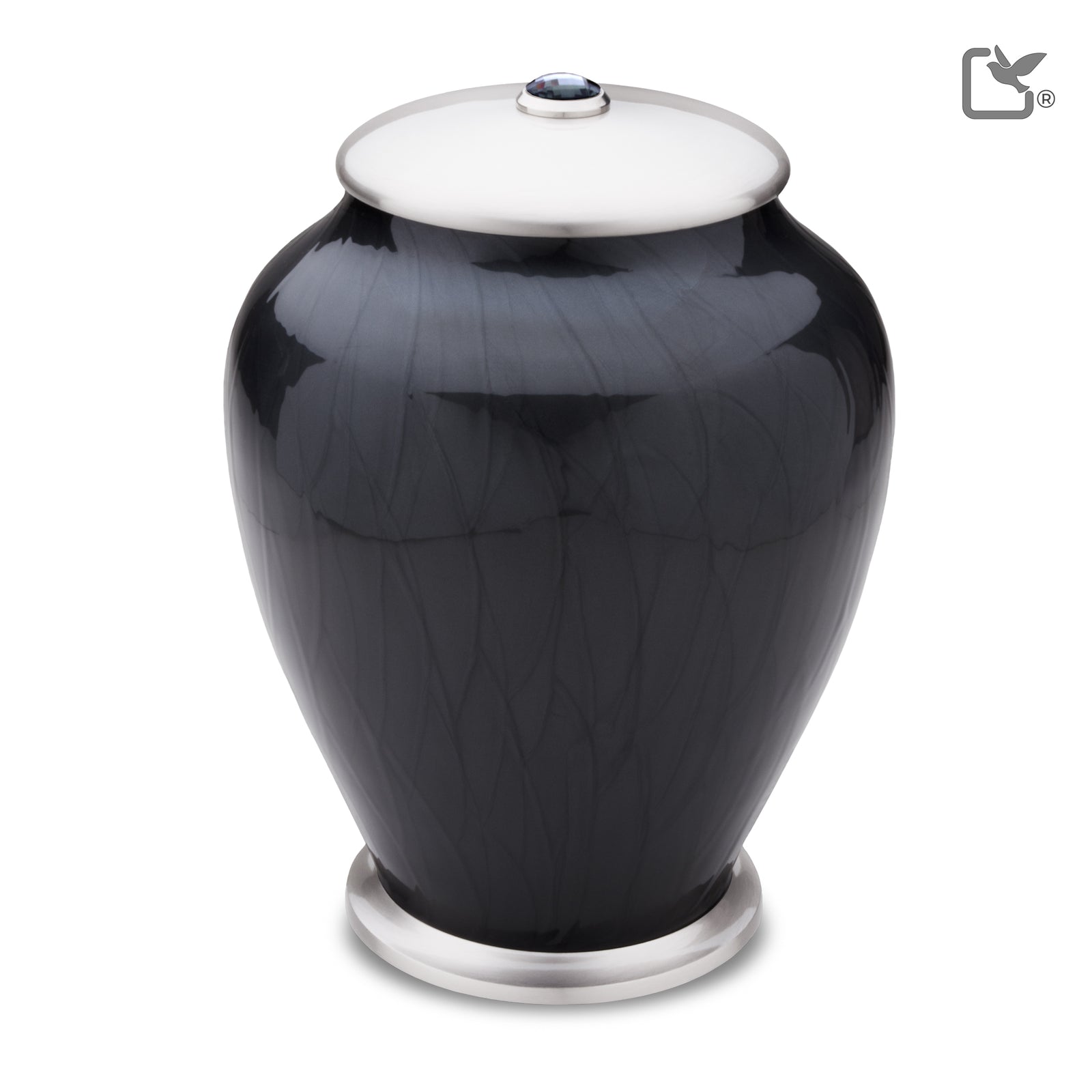A523 Simplicity Standard Adult Urn Pearl Midnight & Bru Pewter w/Crystal