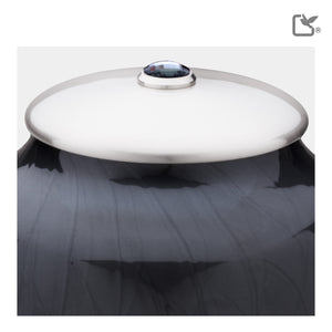 A523 Simplicity Standard Adult Urn Pearl Midnight & Bru Pewter w/Crystal