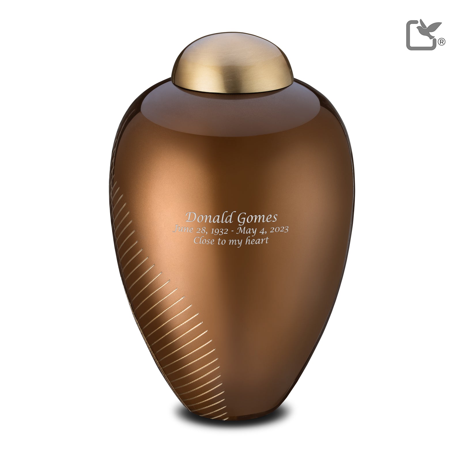 A541 Elegant Leaf Standard Adult Urn Bronze & Bru Gold