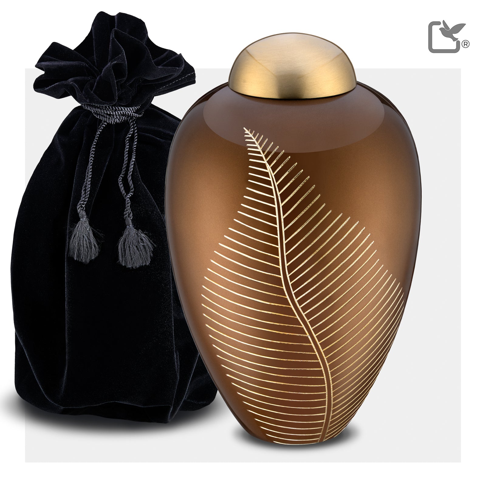 A541 Elegant Leaf Standard Adult Urn Bronze & Bru Gold