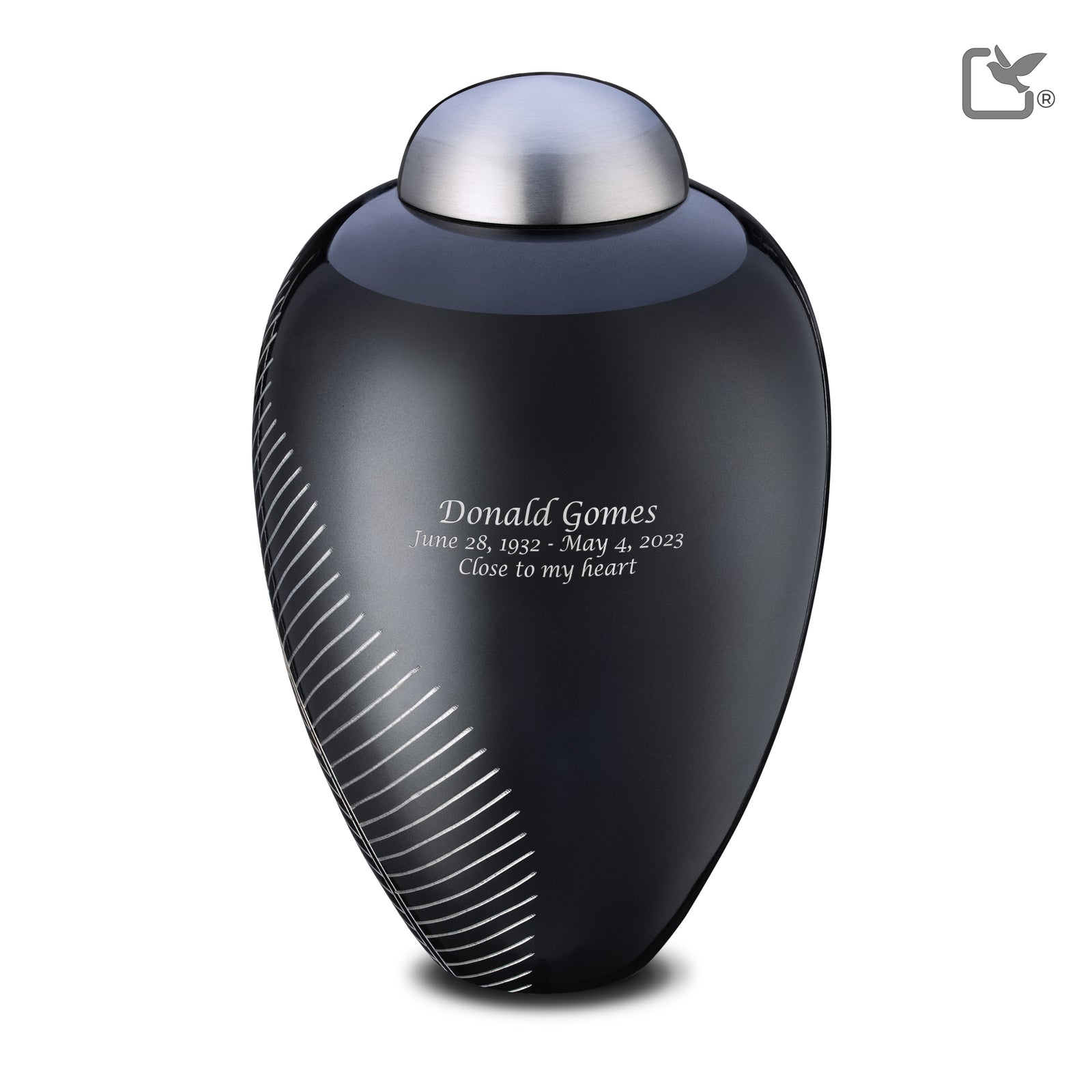 A542 Elegant Leaf Standard Adult Urn Midnight & Bru Pewter