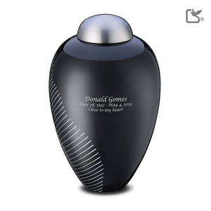 A542 Elegant Leaf Standard Adult Urn Midnight & Bru Pewter