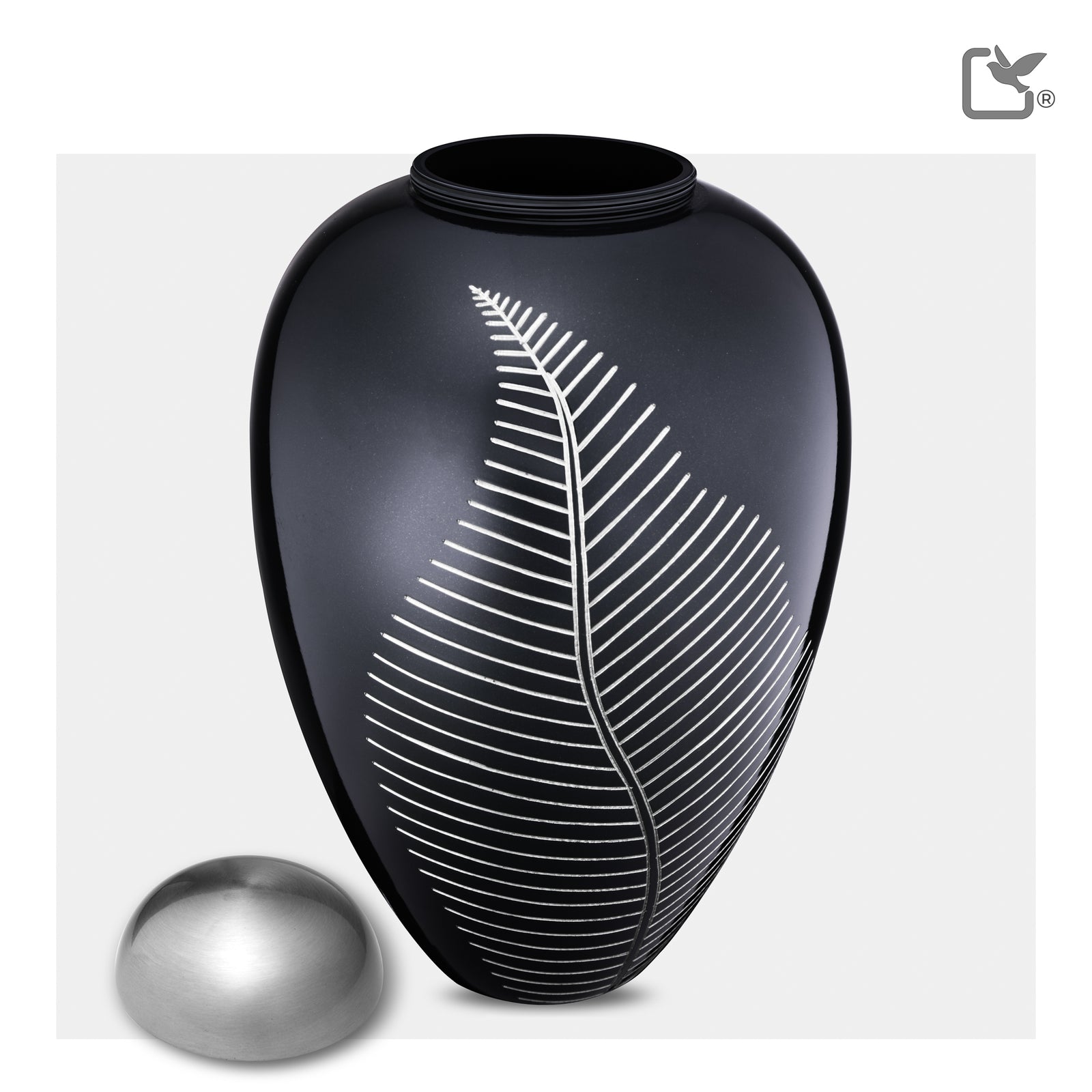 A542 Elegant Leaf Standard Adult Urn Midnight & Bru Pewter