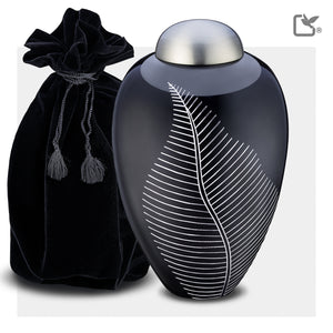 A542 Elegant Leaf Standard Adult Urn Midnight & Bru Pewter