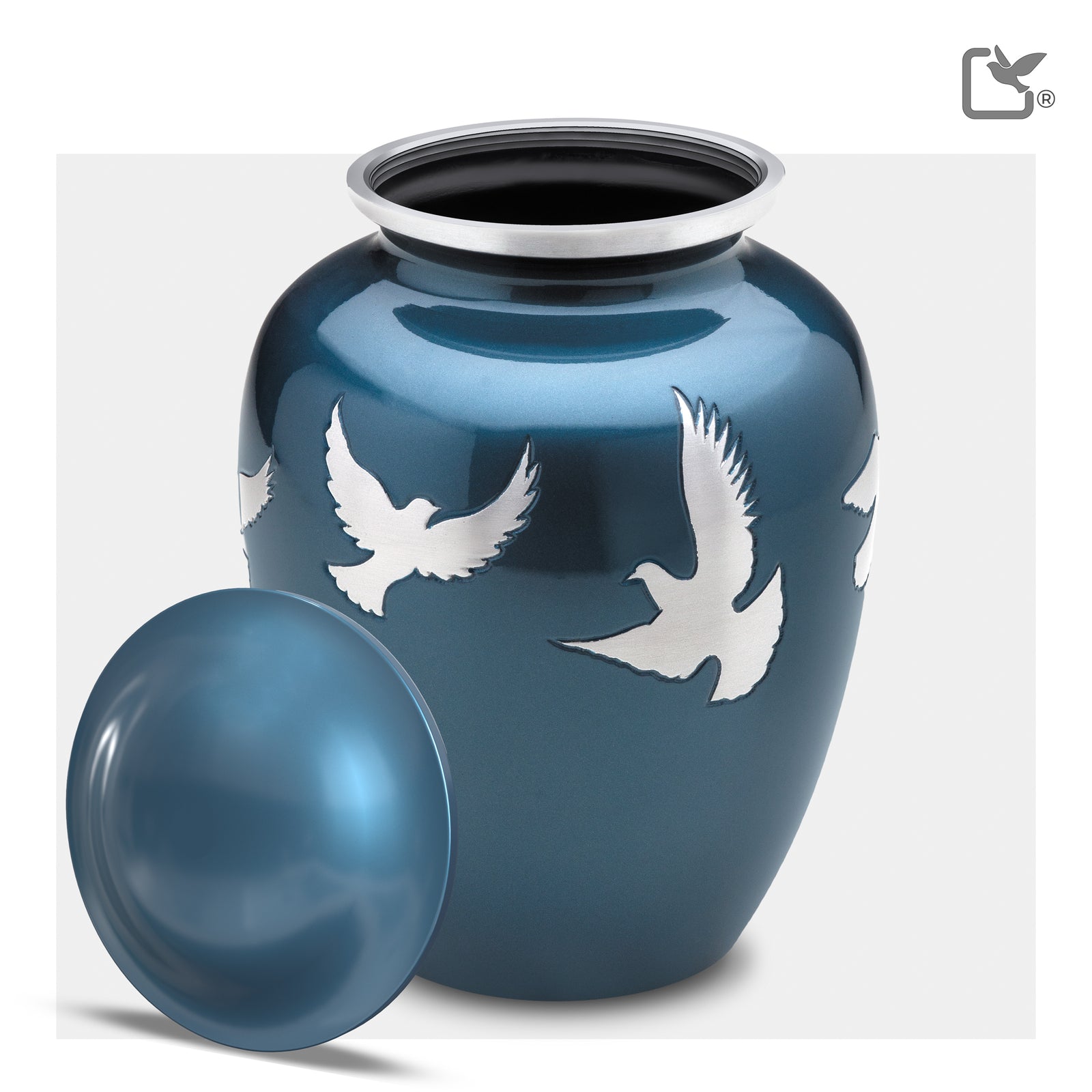 A572 Divine Flying Doves Standard Adult Urn Blue & Bru Pewter