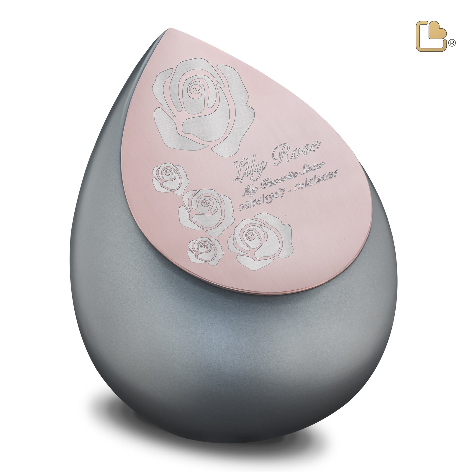 A584 Drop Standard Adult Urn French Grey & Bru RoseGold