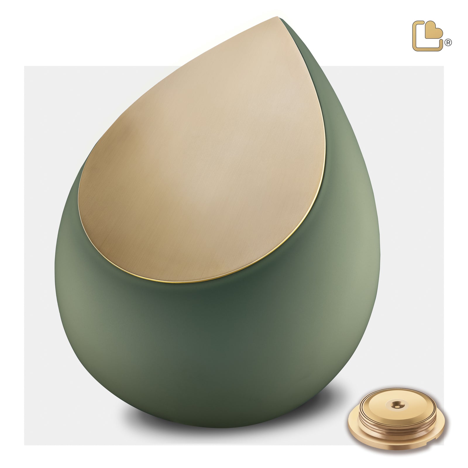 A585 Drop Standard Adult Urn Sage Green & Bru Gold