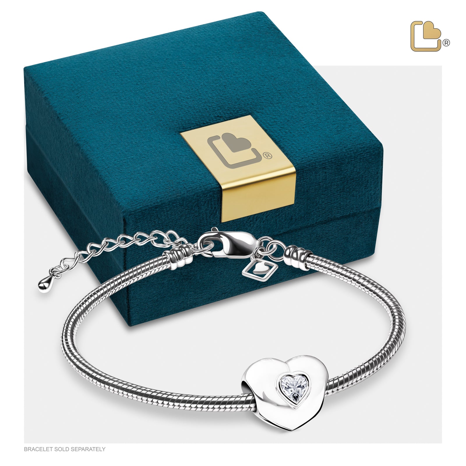 BD2003 Heart to Heart Ashes Bead Pol Silver w/Zirconia
