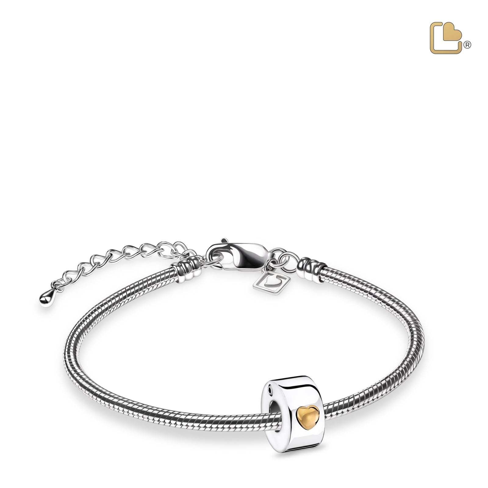 BD2013 Glowing Heart Ashes Bead Pol Silver & Gold Vermeil