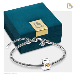 BD2013 Glowing Heart Ashes Bead Pol Silver & Gold Vermeil